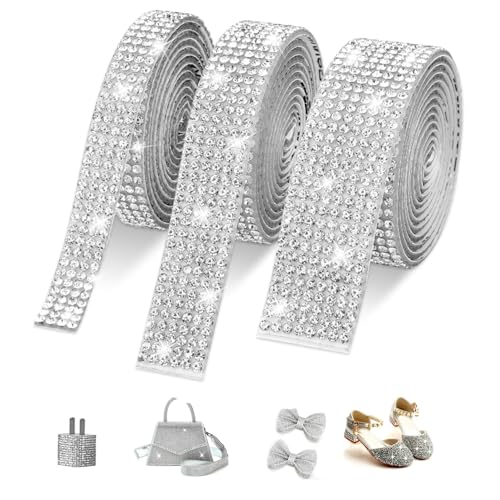 BOBOZHONG Self-Adhesive Crystal Rhinestone Diamond Ribbon, 3 Rolls Silver Rhinestone Ribbon Decorative Rhinestones Ribbon Glitter Stones for Wedding Birthday Decoration Crafts BOBOZHONG Self-Adhesive Crystal Rhinestone Diamond Ribbon, 3 Rolls Silver Rhinestone Ribbon Decorative Rhinestones Ribbon Glitter Stones for Wedding Birthday Decoration Crafts von BOBOZHONG