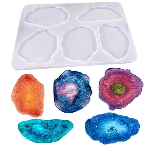 BOBOZHONG Silikonform Untersetzer,5PCS Epoxidharz-Silikonform,Harz Großen Resin Silikon Formen Epoxid Resin Mold Gießformen,für DIY-Harz-Handwerk,Heimdekoratio BOBOZHONG Silikonform Untersetzer,5PCS Epoxidharz-Silikonform,Harz Großen Resin Silikon Formen Epoxid Resin Mold Gießformen,für DIY-Harz-Handwerk,Heimdekoratio von BOBOZHONG