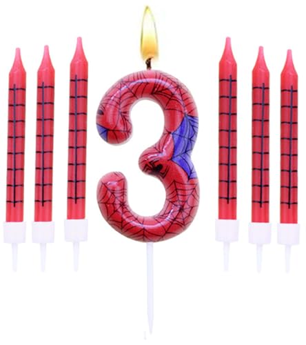 Geburtstagskerzen Set,Geburtstag Zahl Kerzen 3 mit 6Pc Lange Kerzen,Geburtstagskerzen für Kuchen für Mädchen Jungen Frauen Geburtstagsparty Dekorationen von BOBOZHONG