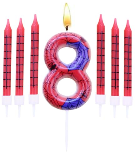 Geburtstagskerzen Set,Geburtstag Zahl Kerzen 8 mit 6Pc Lange Kerzen,Geburtstagskerzen für Kuchen für Mädchen Jungen Frauen Geburtstagsparty Dekorationen von BOBOZHONG