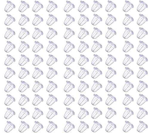 BOBOZHONG Transparente Ohrring-Verschlüsse,500 Stück Ohrring Stoppermit,Gummi Ohrstopper,Ohrringe im Bullet Clutch Stil für Ohrstecker von BOBOZHONG