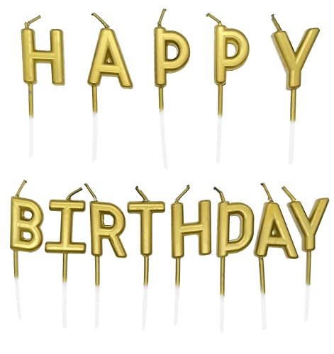 BOBOZHONG Geburtstag Kuchen Kerzen,13 Stück Alles Gute zum Geburtstag Kerzen Kuchenkerzen mit Haltern Metallic Kuchen Cupcake Kerzen für Geburtstag Party Feier Lieferungen von BOBOZHONG