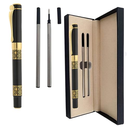 Luxus Kugelschreiber Metall Kugelschreiber Rollerball-Stift Büro Signatur Stift mit zwei austauschbaren schwarzen Nachfüllungen (0,5 mm) Geschenk für Freunde Klassenkameraden Familie und Kollegen von BOBOZHONG