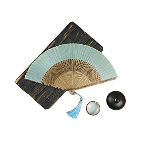BODHIS Handfächer aus Seide im Retro-Stil, einfarbig, für Partys, Tanzen, antiker Faltfächer, Hanfu, Hochzeitsfächer (Stil 5, 21 cm) von BODHIS