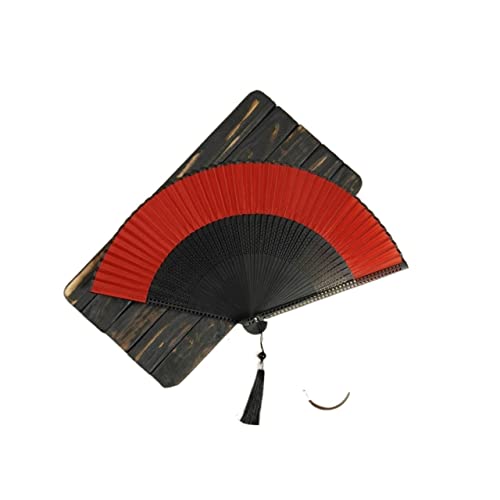 BODHIS Handfächer aus Seide im Retro-Stil, einfarbig, für Partys, Tanzen, antiker Faltfächer, Hanfu, Hochzeitsfächer (Stil 6, 21 cm) von BODHIS