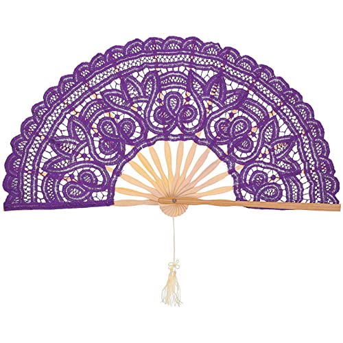BODHIS Home Decor Schwarzer Akzentdekor Spitzen-Handfächer, faltbar, Retro-Fächer mit Stäben und Quasten, Spitzenfächer für Damen BODHIS Home Decor Schwarzer Akzentdekor Spitzen-Handfächer, faltbar, Retro-Fächer mit Stäben und Quasten, Spitzenfächer für Damen von BODHIS