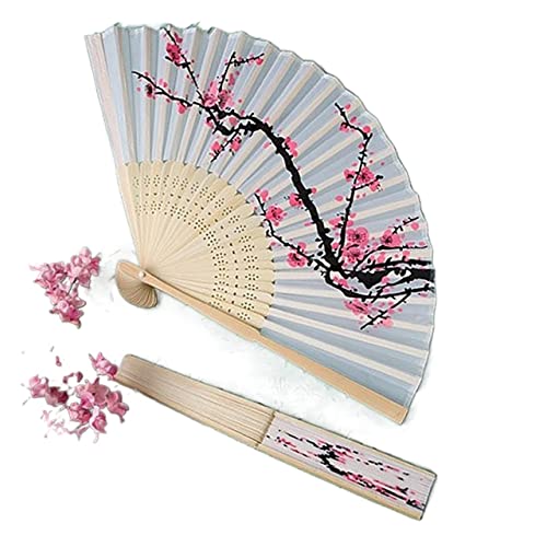 BODHIS Moderner Ventilator im Vintage-Stil mit Kirschblüten-Aufdruck, zusammenklappbar, handlich, für Mädchen, Tanzen, robuste Haltbarkeit für den täglichen Gebrauch (zufällig 1 Stück) von BODHIS