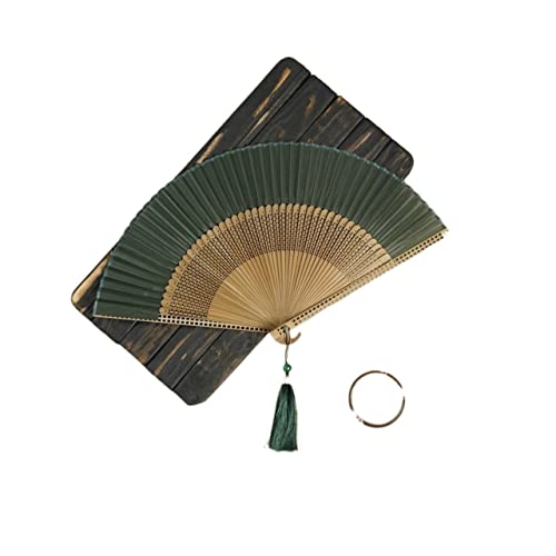 BODHIS Party-Handfächer aus Seide, Retro, einfarbig, Tanz, antiker Faltfächer, Hanfu, Hochzeitsfächer (Stil 1, 21 cm) von BODHIS