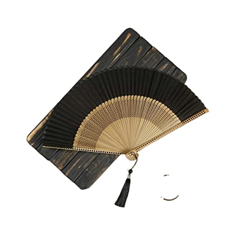 BODHIS Party-Handfächer aus Seide, Retro, einfarbig, für Tanz, antiker Faltfächer, Hanfu, Hochzeitsfächer (Stil 2, 21 cm) von BODHIS