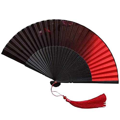 BODHIS Traditionelle Faltfächer im östlichen Stil, chinesischer Handfächer mit Quaste (Mehrfarbig) von BODHIS