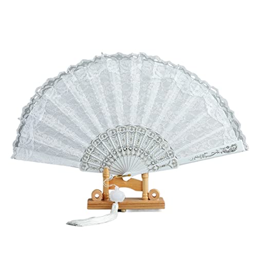 BODHIS Weißer Spitzen-Faltfächer, doppellagig, für Hochzeit, Party, Zuhause, dekorativer Fächer, alte Braut-Handfächer BODHIS Weißer Spitzen-Faltfächer, doppellagig, für Hochzeit, Party, Zuhause, dekorativer Fächer, alte Braut-Handfächer von BODHIS