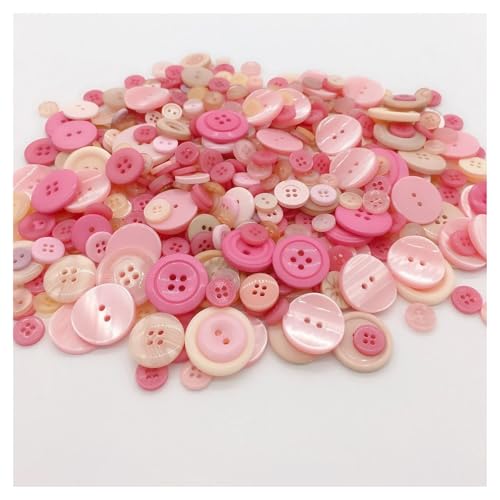 100 Stück 1–3 cm runde Harz-Knöpfe, gemischte Farben, für Kinder, manuelles Malen, 2/4 Löcher, Knöpfe für DIY, Handwerk, Nähzubehör (rosa Serie) von BODOBTF