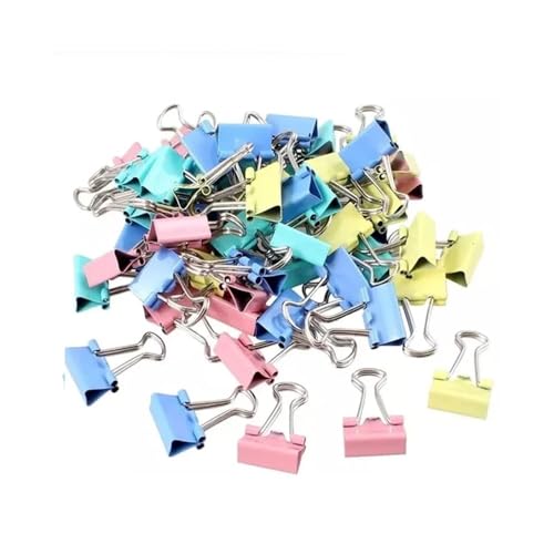 50 Stück Metall-Binder-Clips, bunte Aktenklammern, Büroklammern, 15 mm, für Bücher, Schreibwaren, Schule, Bürobedarf von BODOBTF