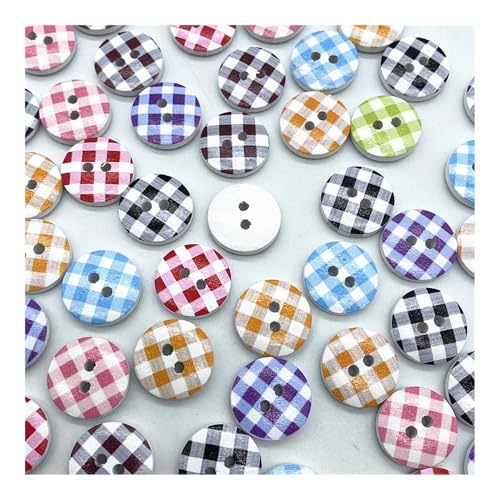 Holzknöpfe, 15 mm, verschiedene Stile, gemischte Holzknöpfe, rund, monogrammiert, Liebe, Scrapbooking, für Hochzeitsdekoration, Nähen, 100 Stück (22) von BODOBTF