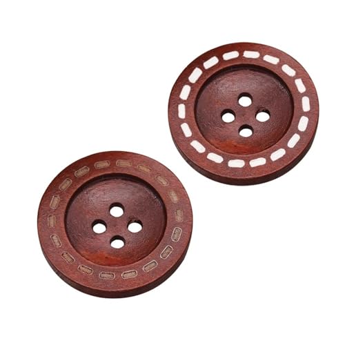 Holzknöpfe zum Selbermachen, Nähzubehör, handgefertigt, Dekoration, Kinderkleidung, Kleidung, 4 Löcher, Retro, runde Holzknöpfe (C-Stil, 50 Stück, 20 mm), 50 Stück von BODOBTF
