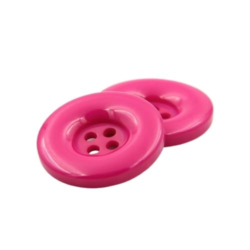 Kunststoffknöpfe, rund, 15 mm, 18 mm, 20 mm, 23 mm, 25 mm, 28 mm, 30 mm, 34 mm, 38 mm, 4 Löcher, Schwarz / Weiß, für Nähen, Scrapbooking, DIY (03 Rosarot, 25 mm, 17 Stück) von BODOBTF
