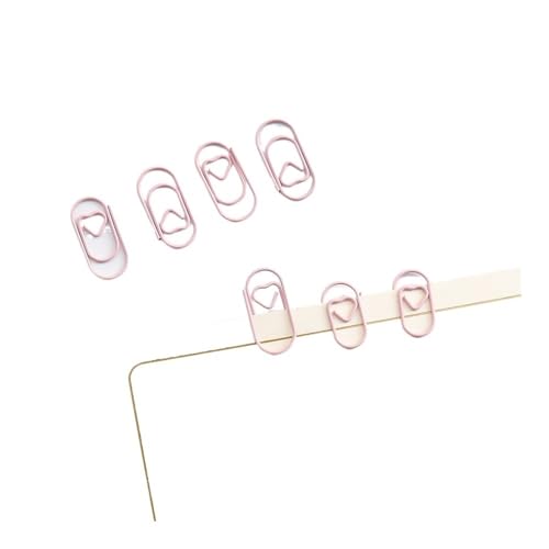 Mini-Herz-Clips, goldfarben, rotgoldfarben, Lesezeichen, Bürozubehör, Büroklammern, Patchwork-Clips (Herz rosa), 50 Stück von BODOBTF