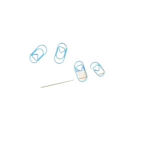Mini-Herz-Clips, goldfarben, rotgoldfarben, Lesezeichen, Bürozubehör, Büroklammern, Patchwork-Clips (Herzblau), 50 Stück von BODOBTF
