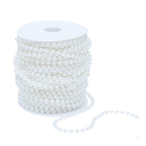 Perlenkette aus Baumwollschnur für Bastelarbeiten, Hochzeit, Party, Dekoration, Party, Schmuck, Zubehör, 4,5 m, 3 mm/6 mm, Weiß, 6 mm Perlenkette aus Baumwollschnur für Bastelarbeiten, Hochzeit, Party, Dekoration, Party, Schmuck, Zubehör, 4,5 m, 3 mm/6 mm, Weiß, 6 mm von BODOBTF