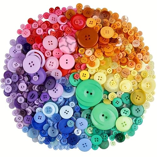 Runde Kunststoffknöpfe, 0,7–2,5 cm, verschiedene Größen für Heimwerker, Handwerk, Nähen, Strickprojekte, Haushaltsnähzubehör, 200 Stück von BODOBTF