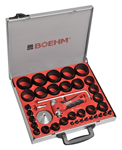BOEHM JBL260PACC Locheisensatz 2-60mm inkl. Halter, Aufnahmescheibe, federnder Zentrierspitze, Stange mit Zirkel & Ersatzmesser im Metallkoffer von BOEHM