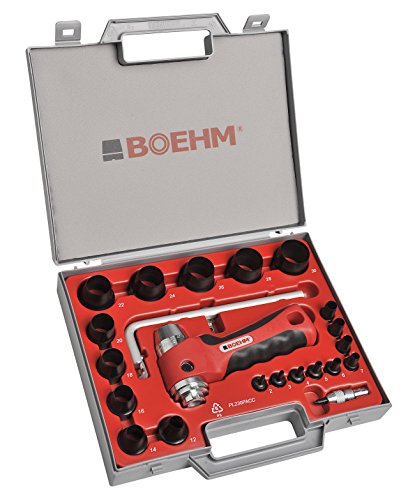 BOEHM JBL330PACC Locheisensatz 3-30mm inkl. Halter, federnder Zentrierspitze, Stange mit Zirkel & Ersatzmesser im Kunststoffkoffer von BOEHM