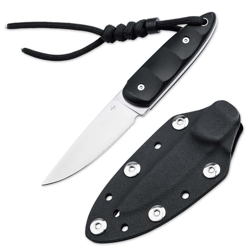 BÖKER PLUS® Pollywog - feststehendes EDC Messer mit Kydex-Scheide 42 konform - kleines Neck Knife mit Kugel-Kette - Fulltang Gürtelmesser mit 6,6 cm Nitro-V Droppoint Klinge & G10 Griff schwarz von BÖKER PLUS