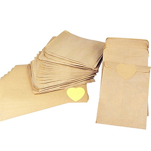 BOELLRUNO 100Stück 9 * 13cm Kleine Mini Papiertüten Papierbeutel Kraftpapier Papiertüten Papierbeutel Kraftpapierbeutel Süßigkeitstasche Samentüten+120Stück Herzförmiger Kraftpapier-Aufkleber BOELLRUNO 100Stück 9 * 13cm Kleine Mini Papiertüten Papierbeutel Kraftpapier Papiertüten Papierbeutel Kraftpapierbeutel Süßigkeitstasche Samentüten+120Stück Herzförmiger Kraftpapier-Aufkleber von BOELLRUNO