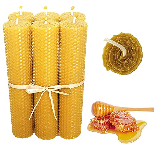 Bienenwachs Kerzen | Packung mit 6 natürlichen Honigkerzen | 2 x 10 cm von BOEMY