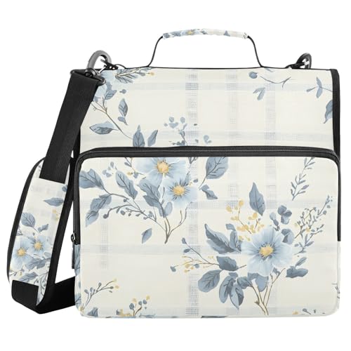 BOENLE Ordner mit 3 Ringen, Reißverschluss, blaue Blumen, kariert, Fächermappe mit Schultergurt BOENLE Ordner mit 3 Ringen, Reißverschluss, blaue Blumen, kariert, Fächermappe mit Schultergurt von BOENLE
