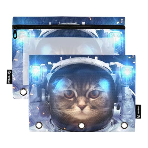Federmäppchen mit Astronauten-Katzen-Motiv, für 3-Ringordner, 2 Stück, wasserdichte Bleistiftbeutel, transparentes Fenster, Reißverschluss, Schule, Bürobedarf Federmäppchen mit Astronauten-Katzen-Motiv, für 3-Ringordner, 2 Stück, wasserdichte Bleistiftbeutel, transparentes Fenster, Reißverschluss, Schule, Bürobedarf von BOENLE