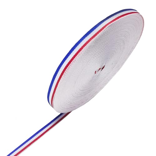 Blaue Weiße Rot Schleifen Bander, 50 Meters X 10mm Gestreifte Grosgrain Polyester Geschenkband für Abzeichen Medaille Patriotisch, Geschenkverpackung, Party Dekor und DIY Handwerk Blaue Weiße Rot Schleifen Bander, 50 Meters X 10mm Gestreifte Grosgrain Polyester Geschenkband für Abzeichen Medaille Patriotisch, Geschenkverpackung, Party Dekor und DIY Handwerk von BOFA Eco Tableware
