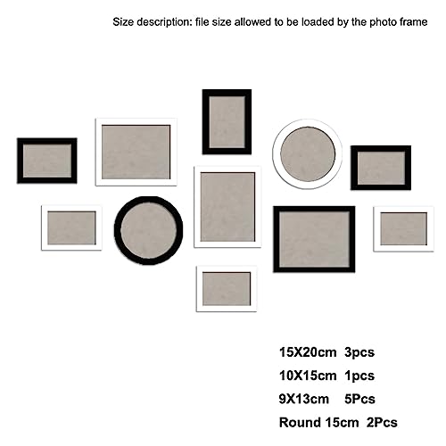 BOFIBO Objektrahmen 11 Teile/satz Natürliche Holz Bilderrahmen Wand Dekor, Foto Rahmen Wand Mit Klassischen Holzrahmen for Wand Hängen(Black white Frame) von BOFIBO