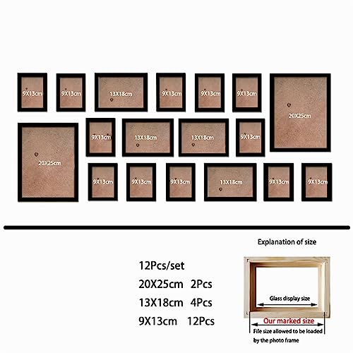 BOFIBO Objektrahmen 18 Stück Holz-Bilderrahmen for Wanddekoration, Schwarz-Weiß-Fotorahmen, Wandbehang mit, klassischer Holzrahmen, Foto-Dekoration(Black Photo Frame) von BOFIBO