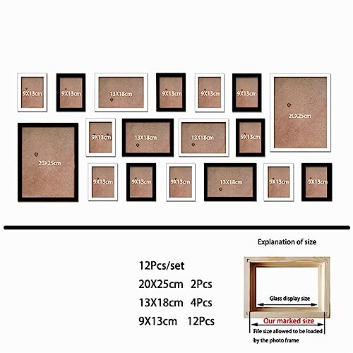 BOFIBO Objektrahmen 18 Stück Holz-Bilderrahmen for Wanddekoration, Schwarz-Weiß-Fotorahmen, Wandbehang mit, klassischer Holzrahmen, Foto-Dekoration(Black white Frame) von BOFIBO