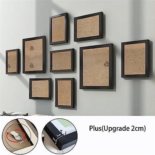 BOFIBO Objektrahmen 9 Teile/satz Natürliche Holz Bilderrahmen Wand Dekor Foto Rahmen for Wand Mit Klassische Holz Rahmen for Wand Hängen(Black Frame 2cm,Overall 100X60cm) von BOFIBO