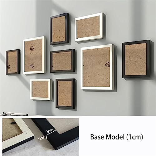 BOFIBO Objektrahmen 9 Teile/satz Natürliche Holz Bilderrahmen Wand Dekor Foto Rahmen for Wand Mit Klassische Holz Rahmen for Wand Hängen(Black white 1cm,Overall 120X70cm) von BOFIBO