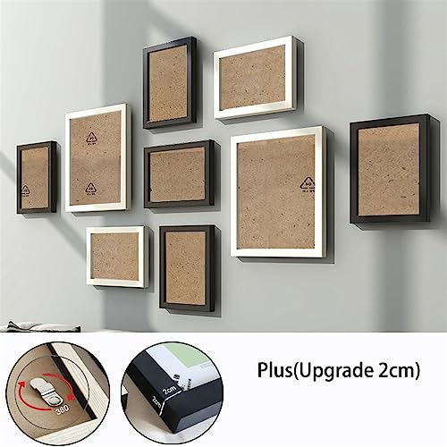 BOFIBO Objektrahmen 9 Teile/satz Natürliche Holz Bilderrahmen Wand Dekor Foto Rahmen for Wand Mit Klassische Holz Rahmen for Wand Hängen(Black white 2cm,Overall 100X60cm) von BOFIBO