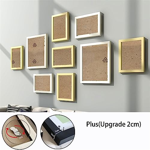 BOFIBO Objektrahmen 9 Teile/satz Natürliche Holz Bilderrahmen Wand Dekor Foto Rahmen for Wand Mit Klassische Holz Rahmen for Wand Hängen(White wood 2cm,Overall 100X60cm) von BOFIBO