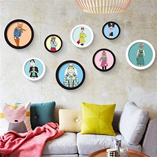 BOFIBO Objektrahmen Bilderrahmen Set 8 PC/Satz Runde Einfache Fotorahmen Kombination aus Holz Bilderrahmen Set for Hauptdekor Qualität Sofa Hintergrund Rahmen for Foto, 6 Farben(A) von BOFIBO