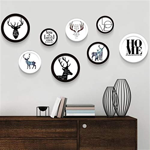 BOFIBO Objektrahmen Bilderrahmen Set 8 PC/Satz Runde Einfache Fotorahmen Kombination aus Holz Bilderrahmen Set for Hauptdekor Qualität Sofa Hintergrund Rahmen for Foto, 6 Farben(B) von BOFIBO