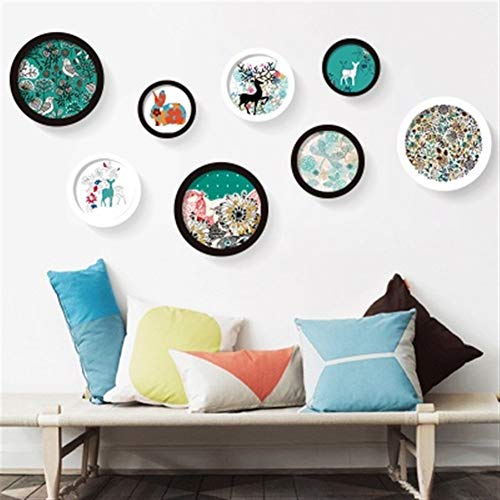 BOFIBO Objektrahmen Bilderrahmen Set 8 PC/Satz Runde Einfache Fotorahmen Kombination aus Holz Bilderrahmen Set for Hauptdekor Qualität Sofa Hintergrund Rahmen for Foto, 6 Farben(C) von BOFIBO