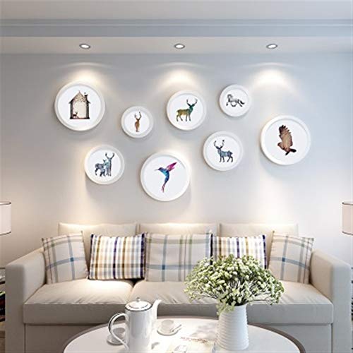 BOFIBO Objektrahmen Bilderrahmen Set 8 PC/Satz Runde Einfache Fotorahmen Kombination aus Holz Bilderrahmen Set for Hauptdekor Qualität Sofa Hintergrund Rahmen for Foto, 6 Farben(E) von BOFIBO