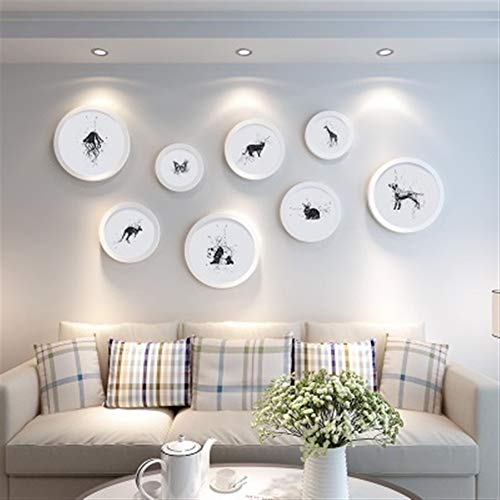 BOFIBO Objektrahmen Bilderrahmen Set 8 PC/Satz Runde Einfache Fotorahmen Kombination aus Holz Bilderrahmen Set for Hauptdekor Qualität Sofa Hintergrund Rahmen for Foto, 6 Farben(F) von BOFIBO