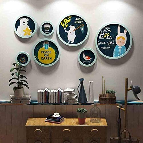BOFIBO Objektrahmen Multi Picture Bilderrahmen Wand Set Runde Bilderrahmen, 7- Pack Bilderrahmen Collage Bilderrahmen Wall Gallery Kit for Wand und Haus, Holz Bilderrahmen Set 4 Farben(A) von BOFIBO