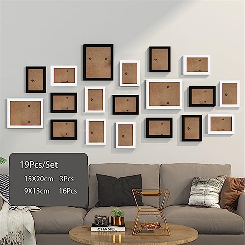 Objektrahmen 14/19Pcs Foto Rahmen for Bilder Wand Bilderrahmen Holz Rahmen for Wand Hängen Foto Dekor Hochzeit Party hause Dekoration(White black Frame,Natural wood) von BOFIBO