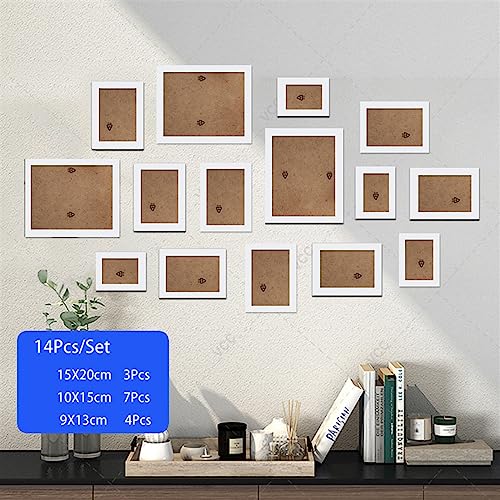 Objektrahmen 14/19Pcs Foto Rahmen for Bilder Wand Bilderrahmen Holz Rahmen for Wand Hängen Foto Dekor Hochzeit Party hause Dekoration(White photo Frame,Imitation wood) von BOFIBO