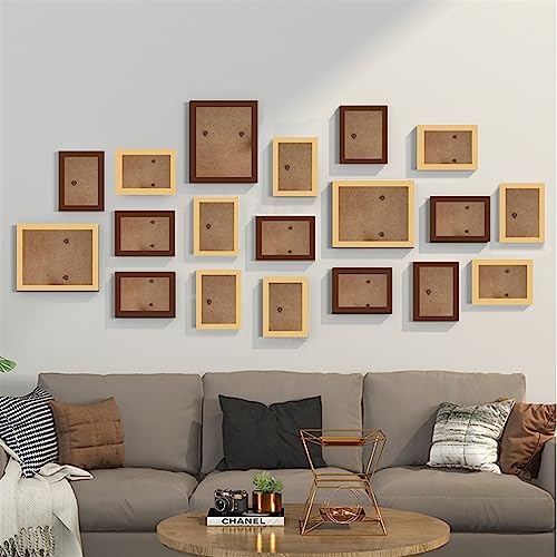 Objektrahmen 19 Stück Holz-Fotorahmen for Bilder, Wand-Bilderrahmen, Holzrahmen for Wandbehang, Foto-Dekor, Hochzeit, Party, Heimdekoration(Coffee wood Frame,Imitation wood) von BOFIBO