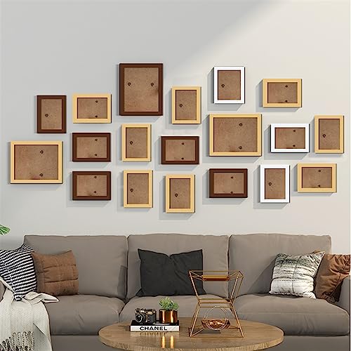 Objektrahmen 19 Stück Holz-Fotorahmen for Bilder, Wand-Bilderrahmen, Holzrahmen for Wandbehang, Foto-Dekor, Hochzeit, Party, Heimdekoration(Coffee wood white,Imitation wood) von BOFIBO
