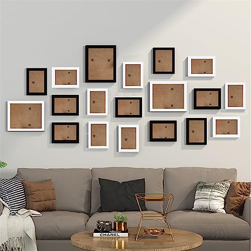 Objektrahmen 19 Stück Holz-Fotorahmen for Bilder, Wand-Bilderrahmen, Holzrahmen for Wandbehang, Foto-Dekor, Hochzeit, Party, Heimdekoration(White black Frame,Imitation wood) von BOFIBO